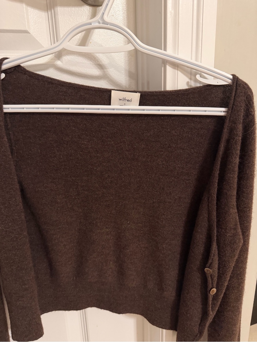 Wilfred Dark Brown Open-Front Knit Cardigan